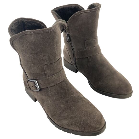 Naturalizer Brown Leather Faux Fur-Lined Bootie Women's Size 9 Pre-Owned - Picture 1 of 6